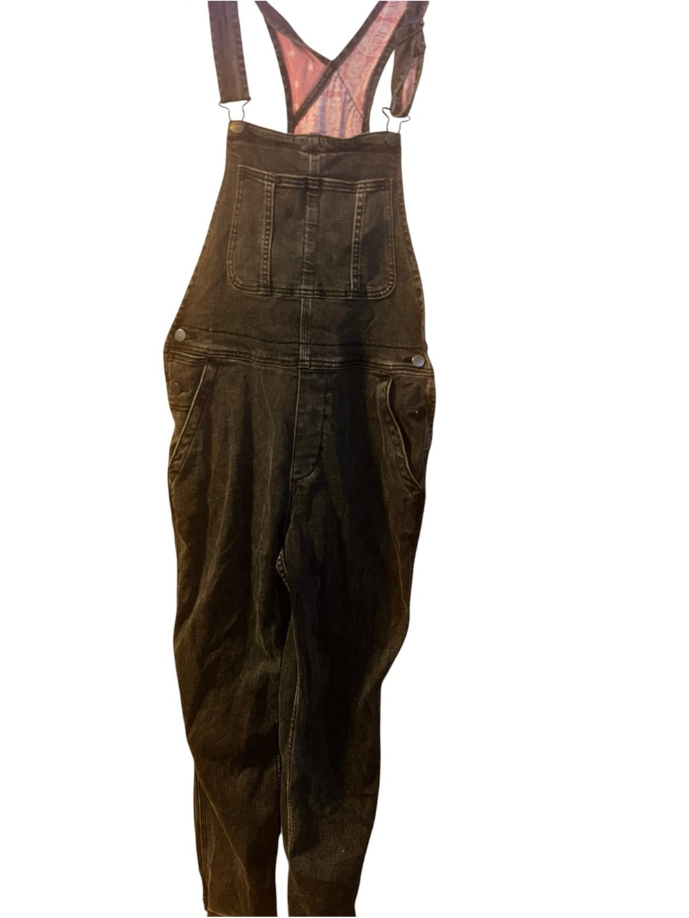 Woman Driftwood Bibs Overalls Medium Black Distressed  Denim jumpsuit size M